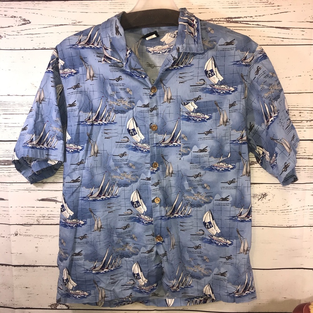 Toucan Dance Unique Men’s Shirt Sailing Print Knots & Boats Men’s Size Large